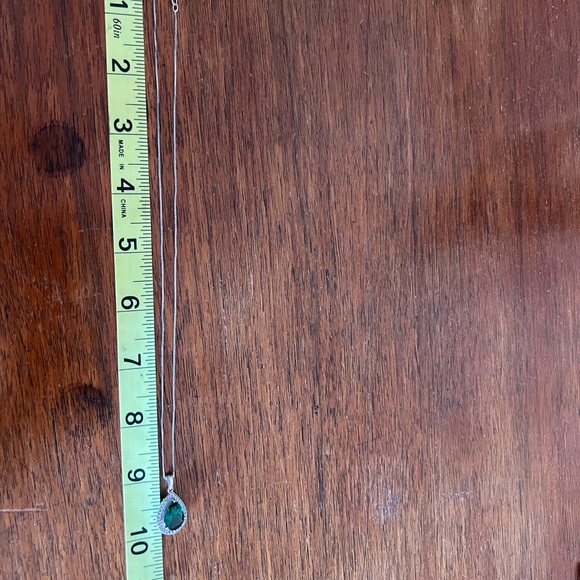 Sofia Vergara Sterling Pear Shaped Simulated Emerald Diamond Necklace & Earrings - Picture 9 of 16